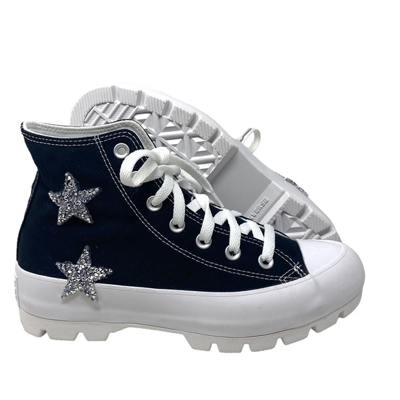 Converse Ctas Lugged Canvas Black Silver Women Shoe Casual Custom 571211C-WTBLWT - Picture 7 of 12